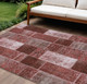 8' X 10' Burgundy Merlot And Blush Patchwork Washable Indoor Outdoor Area Rug