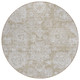 8' Beige Tan And Gray Round Floral Washable Indoor Outdoor Area Rug