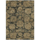 5' X 8' Charcoal Gold And Tan Floral Washable Indoor Outdoor Area Rug