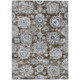 10' X 14' Chocolate And Blue Floral Washable Indoor Outdoor Area Rug