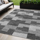 5' X 8' Gray Silver And Charcoal Geometric Washable Indoor Outdoor Area Rug