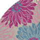 8' Gray And Pink Floral Round Rug