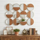 36" Gold And Walnut Steel Round Framed Accent Mirror