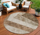 8' Brown And Beige Round Geometric Washable Indoor Outdoor Area Rug
