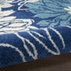 5' Blue And Ivory Floral Round Rug