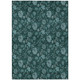 5' X 8' Teal Blue And Aqua Floral Washable Indoor Outdoor Area Rug