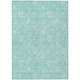 5' X 8' Aqua And Ivory Floral Washable Indoor Outdoor Area Rug