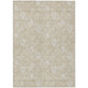 8' X 10' Beige Tan And Ivory Floral Washable Indoor Outdoor Area Rug