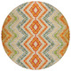 8' Beige Orange And Red Round Geometric Washable Indoor Outdoor Area Rug