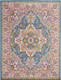 7' X 10' Teal And Ivory Medallion Distressed Area Rug