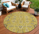 8' Gold Wheat And Gray Round Oriental Washable Indoor Outdoor Area Rug