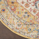 5' Yellow And Ivory Floral Medallion Round Rug