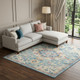 8' X 10' Ivory And Blue Oriental Distressed Area Rug