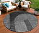 8' Charcoal Gray And Silver Round Geometric Washable Indoor Outdoor Area Rug