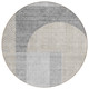 8' Silver Gray And Beige Round Geometric Washable Indoor Outdoor Area Rug