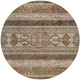 8' Chocolate And Gray Round Southwestern Washable Indoor Outdoor Area Rug