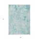 5' X 8' Aqua Teal Blue And Ivory Floral Washable Indoor Outdoor Area Rug