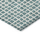 8' Teal Blue And Ivory Round Geometric Washable Indoor Outdoor Area Rug