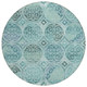 8' Teal Blue And Aqua Round Trellis Washable Indoor Outdoor Area Rug