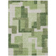 9' X 12' Artichoke Green And Ivory Abstract Washable Indoor Outdoor Area Rug