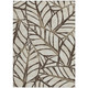 3' X 5' Chocolate And Beige Floral Washable Indoor Outdoor Area Rug
