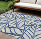 10' X 14' Navy Blue And Beige Floral Washable Indoor Outdoor Area Rug