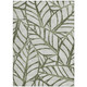 3' X 5' Olive Green And Beige Floral Washable Indoor Outdoor Area Rug