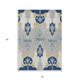 3' X 5' Navy Blue Ivory And Gray Ikat Washable Indoor Outdoor Area Rug