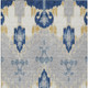 10' X 14' Navy Blue Ivory And Gray Ikat Washable Indoor Outdoor Area Rug