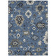 8' X 10' Blue Gray And White Floral Washable Indoor Outdoor Area Rug