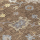 10' X 14' Chocolate Taupe And White Floral Washable Indoor Outdoor Area Rug