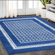 5' X 7' Blue And White Geometric Area Rug