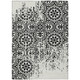 9' X 12' Black And Ivory Medallion Washable Indoor Outdoor Area Rug