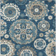 3' X 5' Navy Blue And Taupe Floral Medallion Washable Indoor Outdoor Area Rug