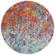 8' Copper Blue And Red Round Geometric Washable Indoor Outdoor Area Rug