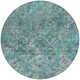 8' Sage Teal Blue And Gray Round Geometric Washable Indoor Outdoor Area Rug