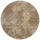 8' Brown Taupe And Ivory Round Floral Washable Indoor Outdoor Area Rug