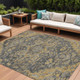 10' X 14' Gray Charcoal And Silver Oriental Washable Indoor Outdoor Area Rug