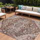 8' X 10' Terra Cotta Brown And Copper Oriental Washable Indoor Outdoor Area Rug
