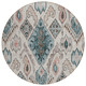 8' Beige Teal Blue And Copper Round Moroccan Washable Indoor Outdoor Area Rug
