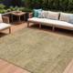 9' X 12' Wheat And Beige Geometric Washable Indoor Outdoor Area Rug