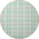 8' Aqua Ivory And Green Plaid Washable Round Rug With UV Protection