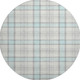 8' Sky Blue Ivory And Gray Plaid Washable Round Rug With UV Protection