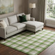 10' X 14' Emerald Beige And Ivory Plaid Washable Area Rug With UV Protection