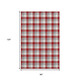 8' X 10' Red Gray And Ivory Plaid Washable Area Rug With UV Protection