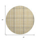 8' Gold Ivory And Gray Plaid Washable Round Rug With UV Protection