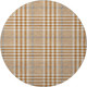 8' Rust Ivory And Gray Plaid Washable Round Rug With UV Protection