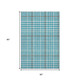 5' X 8' Teal Ivory And Gray Plaid Washable Area Rug With UV Protection