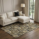 8' X 10' Black Ivory And Gold Abstract Geometric Washable Area Rug With UV Protection