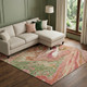 10' X 14' Coral Green And Peach Abstract Washable Area Rug With UV Protection
